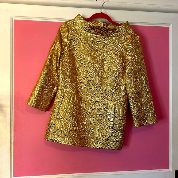 Michael Kors gold embroidered tunic top can be worn as mini dress size 6 - Picture 4 of 4
